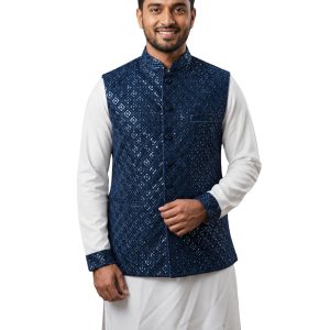 Nevy blue indian Scquens Dimond Fabric