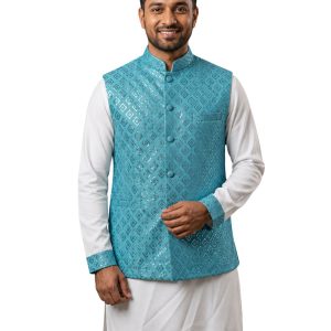 Sky blue indian Scquens Dimond Fabric